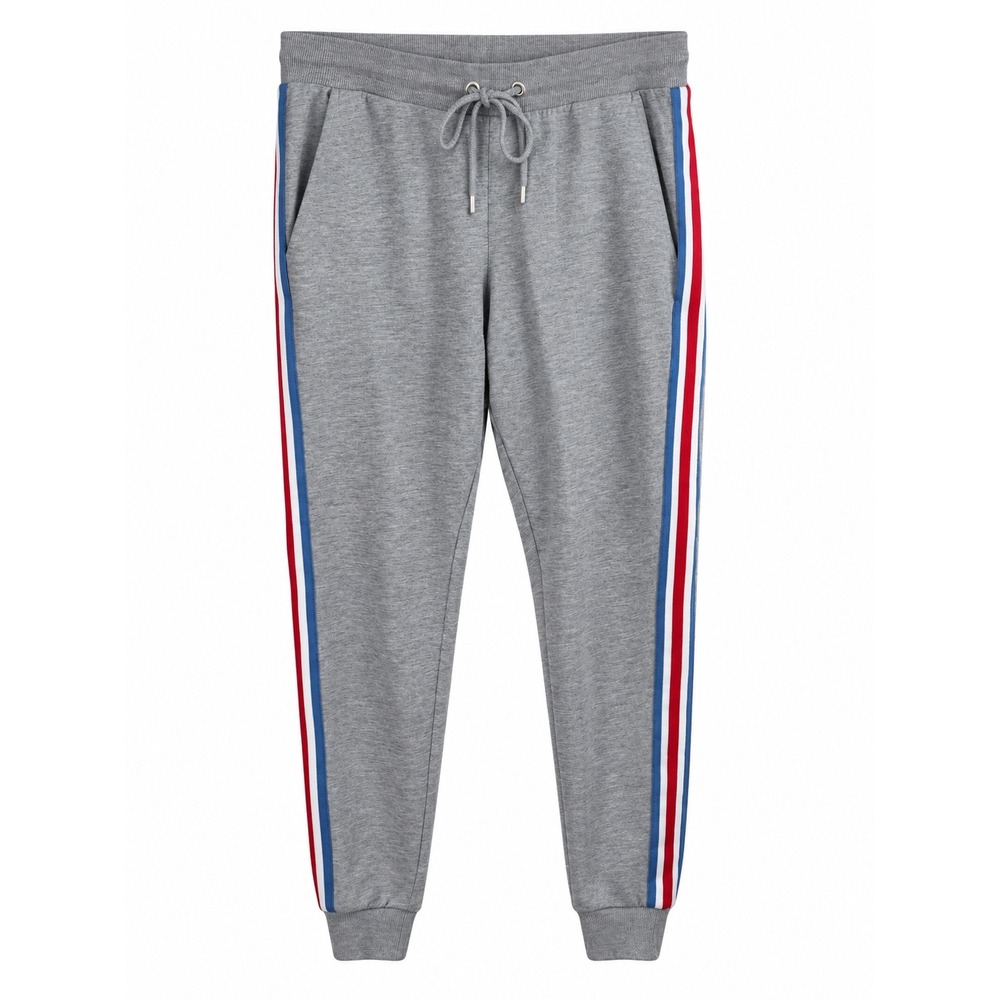 ASOS Women's Large Gray Jogger Pants Red White Blue Side Stripe Drawstring